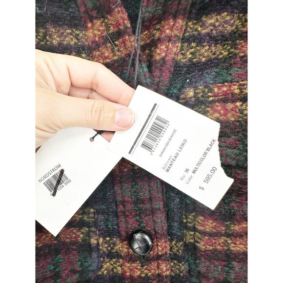 Isabel Marant Etoile Leiko Plaid Wool Blend Jacket Multicolor Black NEW 36 - Picture 5 of 6